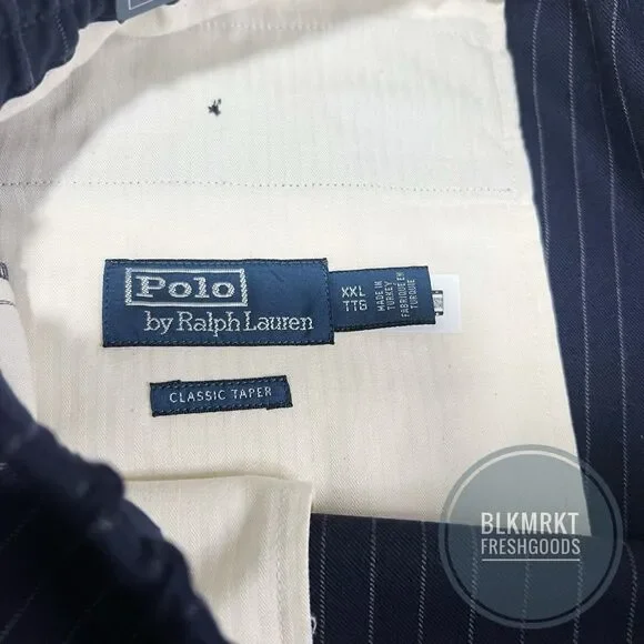 Polo Ralph Lauren Wool Blend Tapered Pinstripe Pants Blue 36x31
